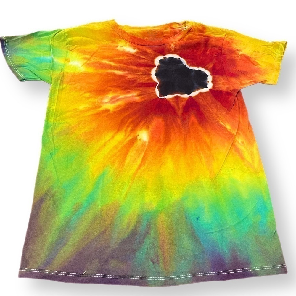 Tie dye heart rainbow gravity dye youth kids' M short sleeve cotton t-shirt